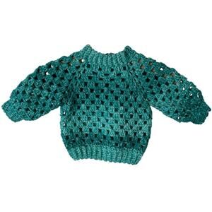 Handmade Crochet Ombre Green Teal Baby Sweater Crew Chunky Knit 12-18 Months
